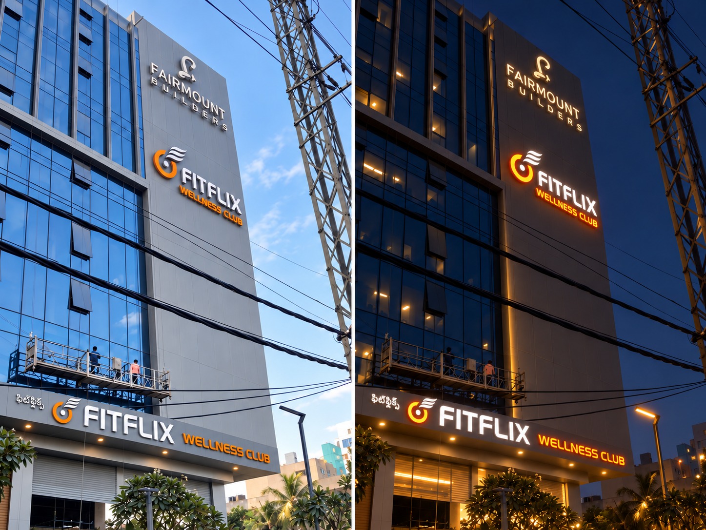 FitFlix Wellness Club Kompally exterior by day and night