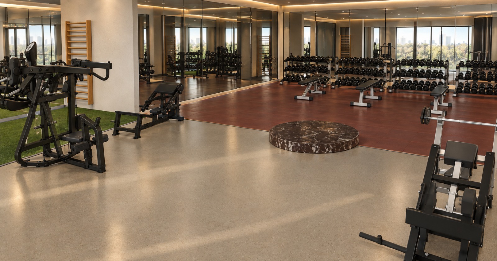 Free-weight and turf zone at FitFlix Kompally